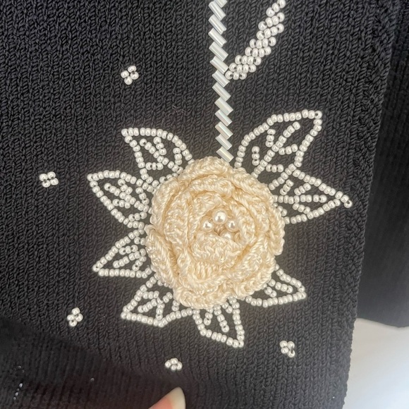 J.S.S. Vintage Elegant Black beaded Embroidered Women's Jacket - Picture 5 of 10